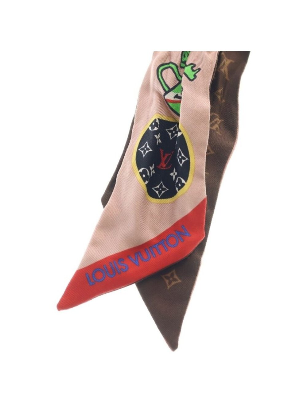 Louis Vuitton Bandeau BB LV Streets Patches Monogram Silk Scarf Brown - Picture 3 of 6